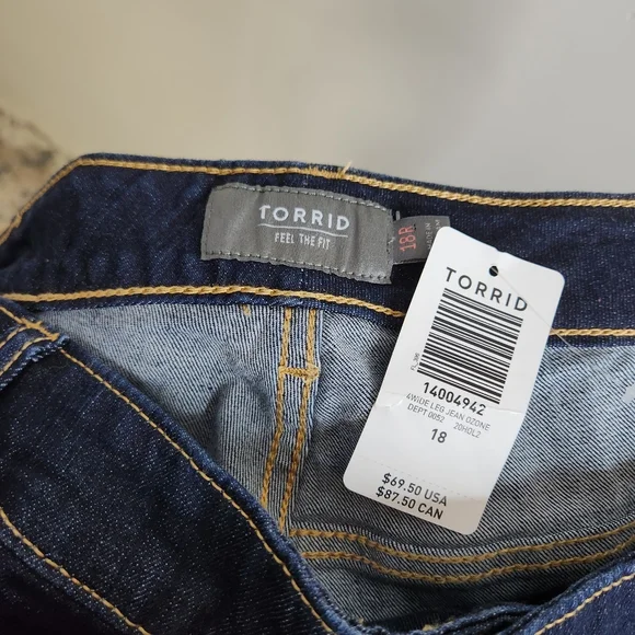 Torrid Wide Leg Vintage Stretch High-Rise Jean Plus Size 18 Boho Bohemian Casual - Picture 7 of 8